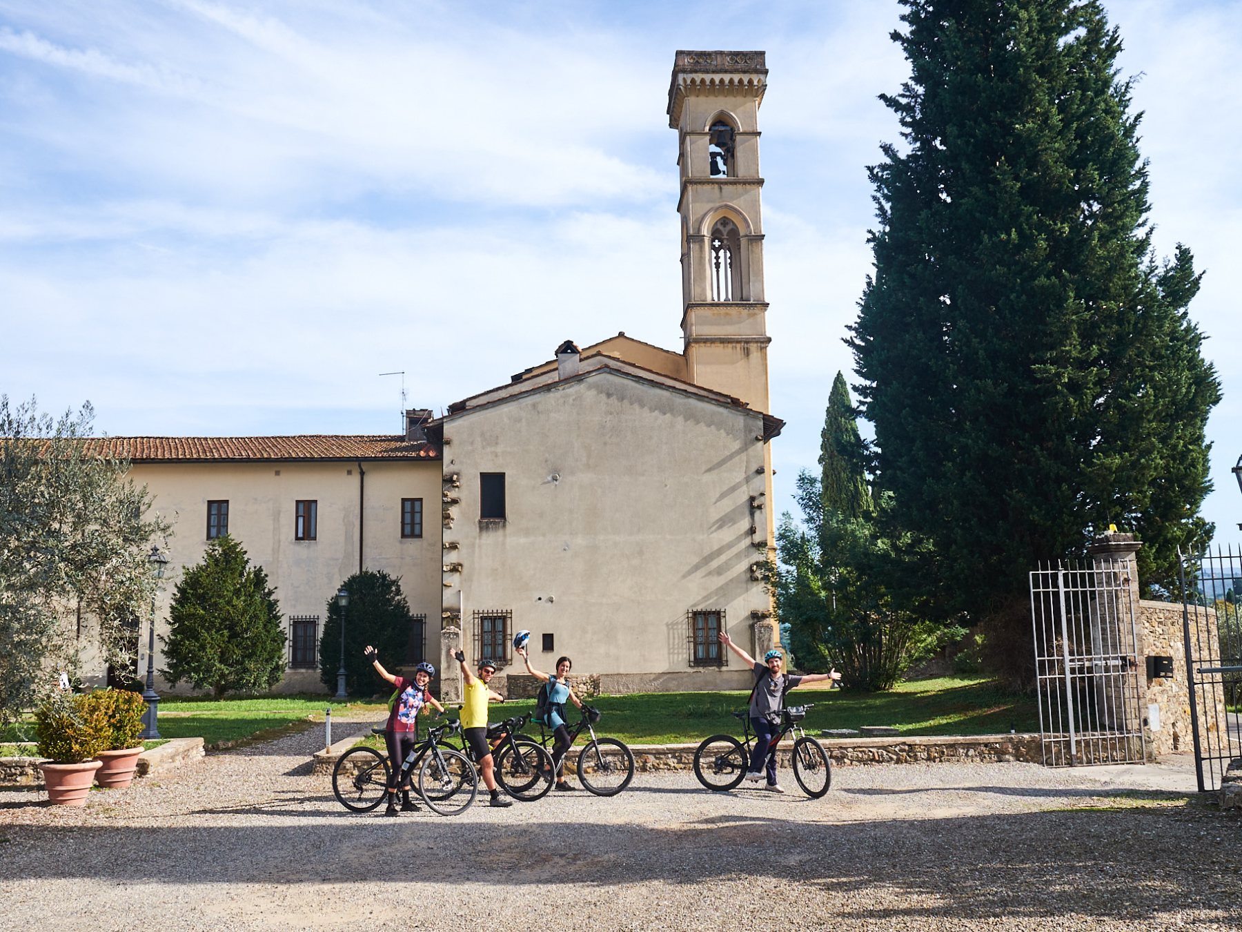 a clock tower in front of a building