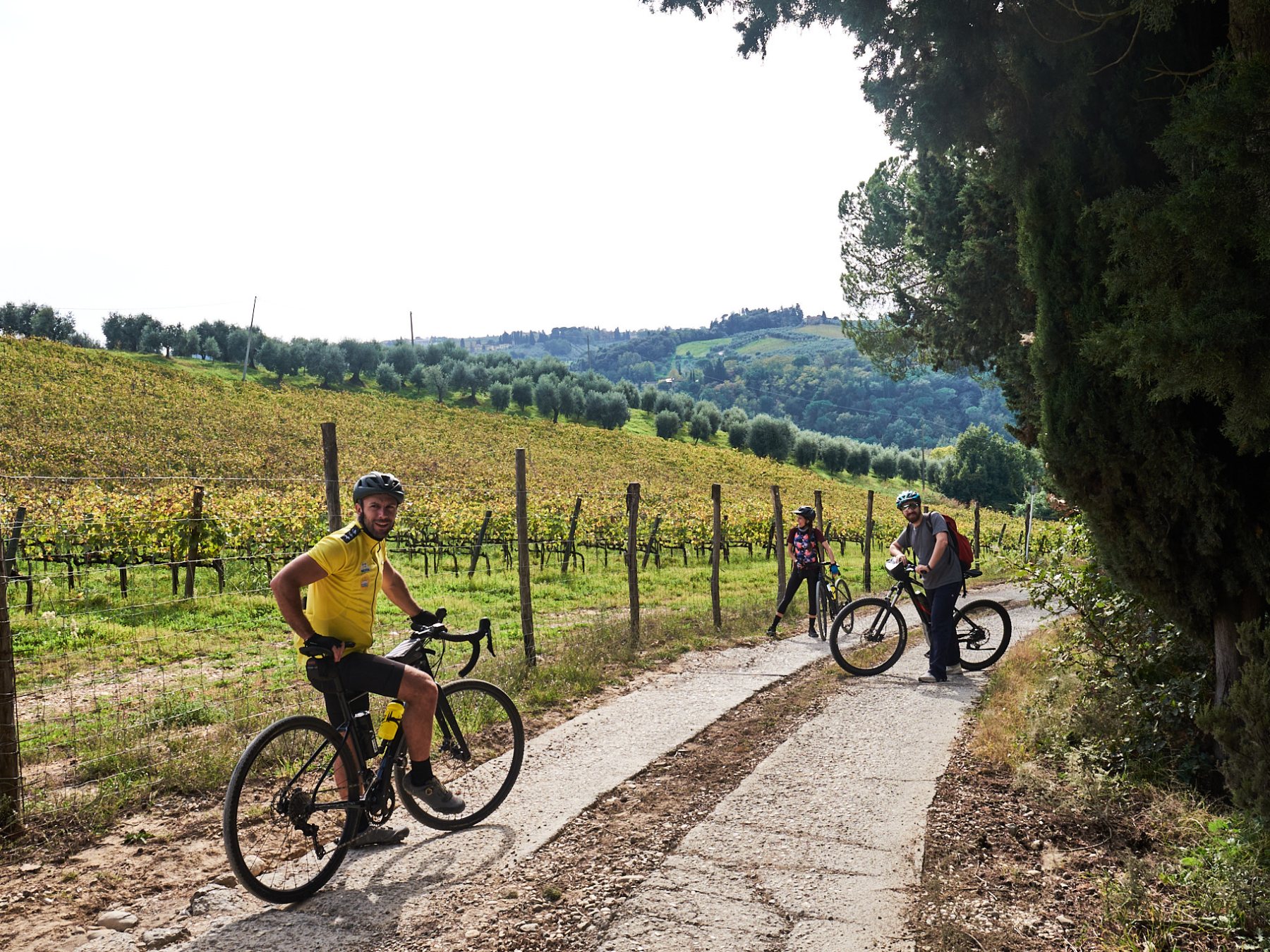 a person riding a bicycle on a dirt path