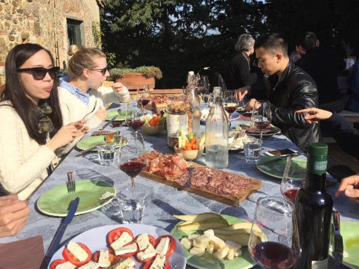 People eating food in Half Day Chianti Wine Tour