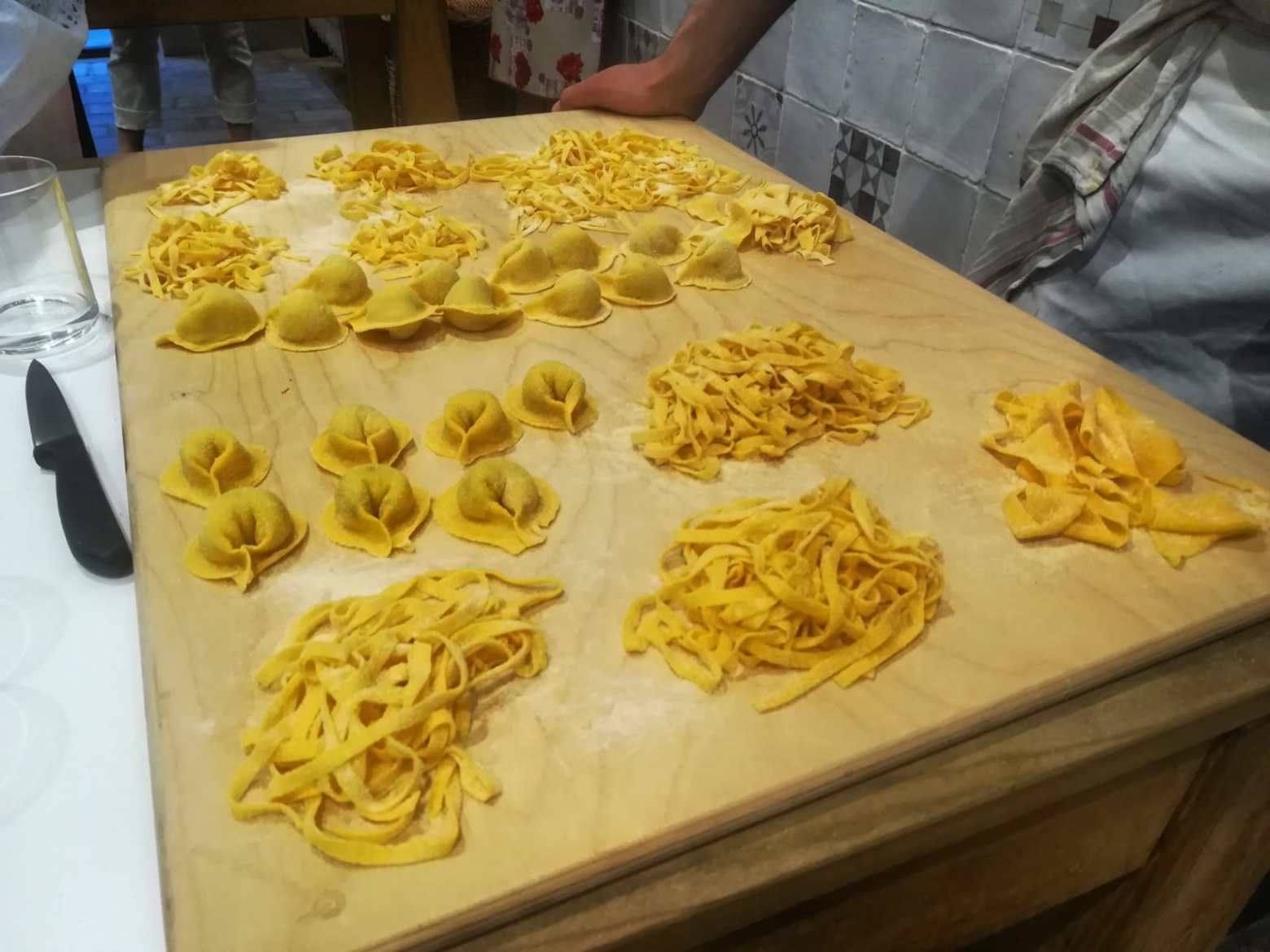 fresh pasta on table