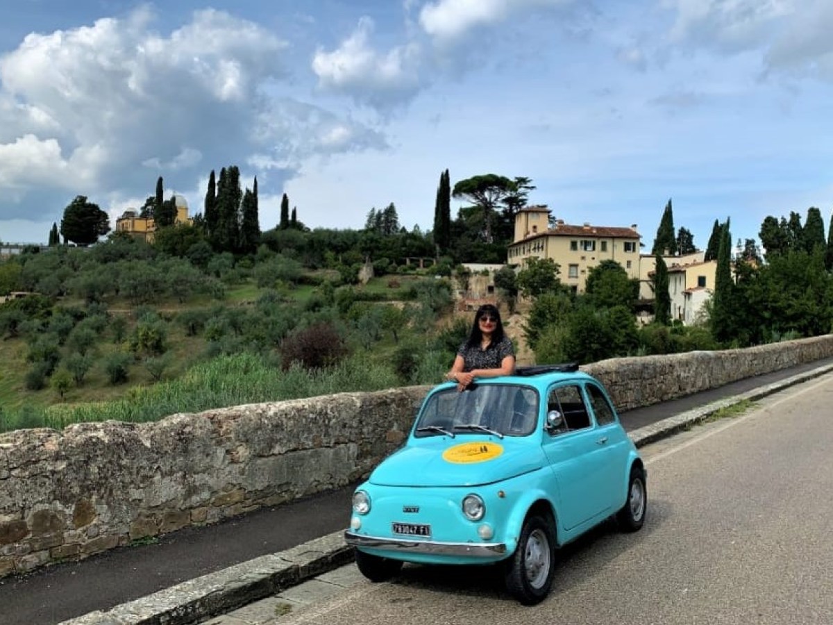 a car parked on the side of a road