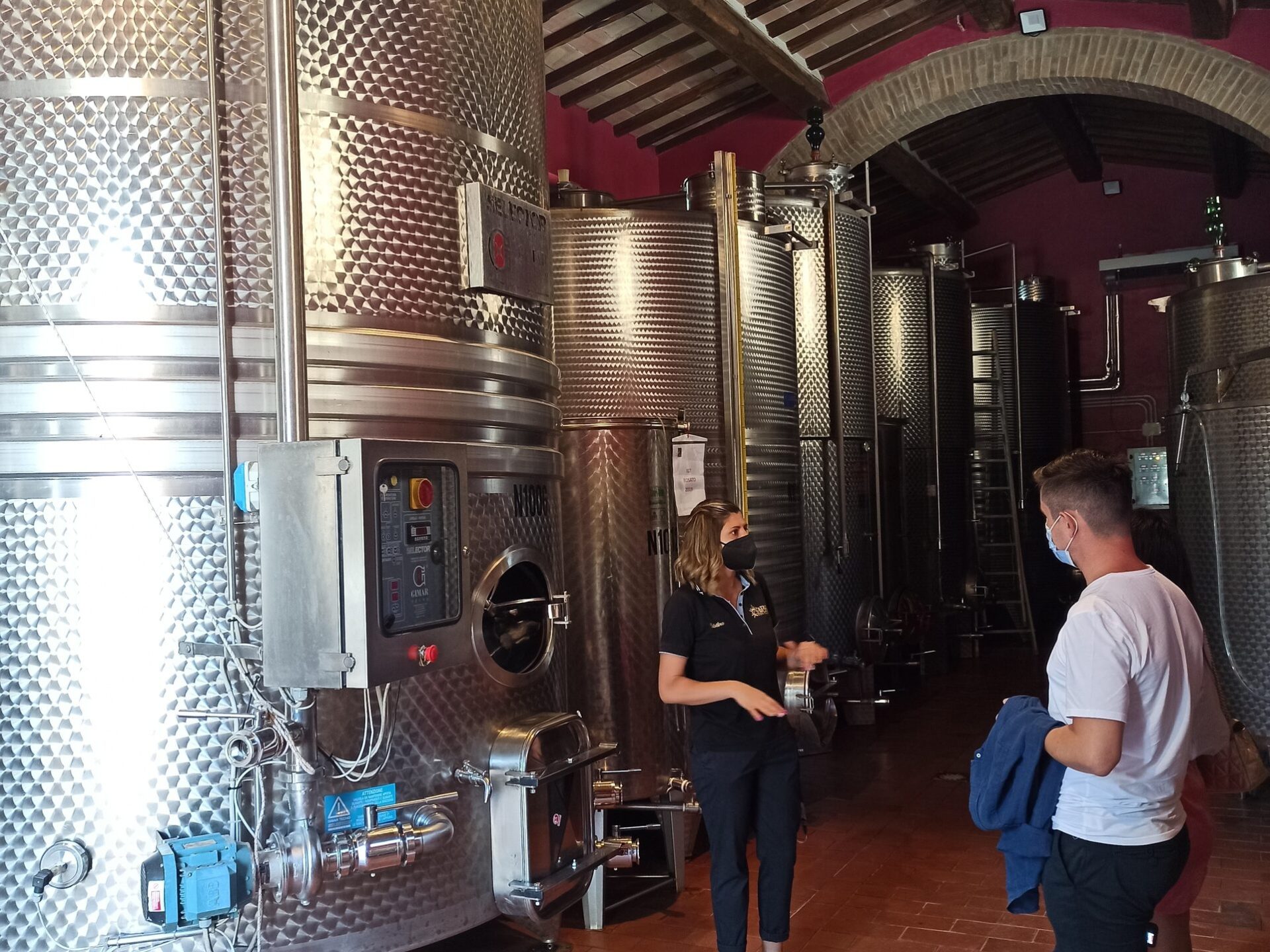 a group of people standing in a room