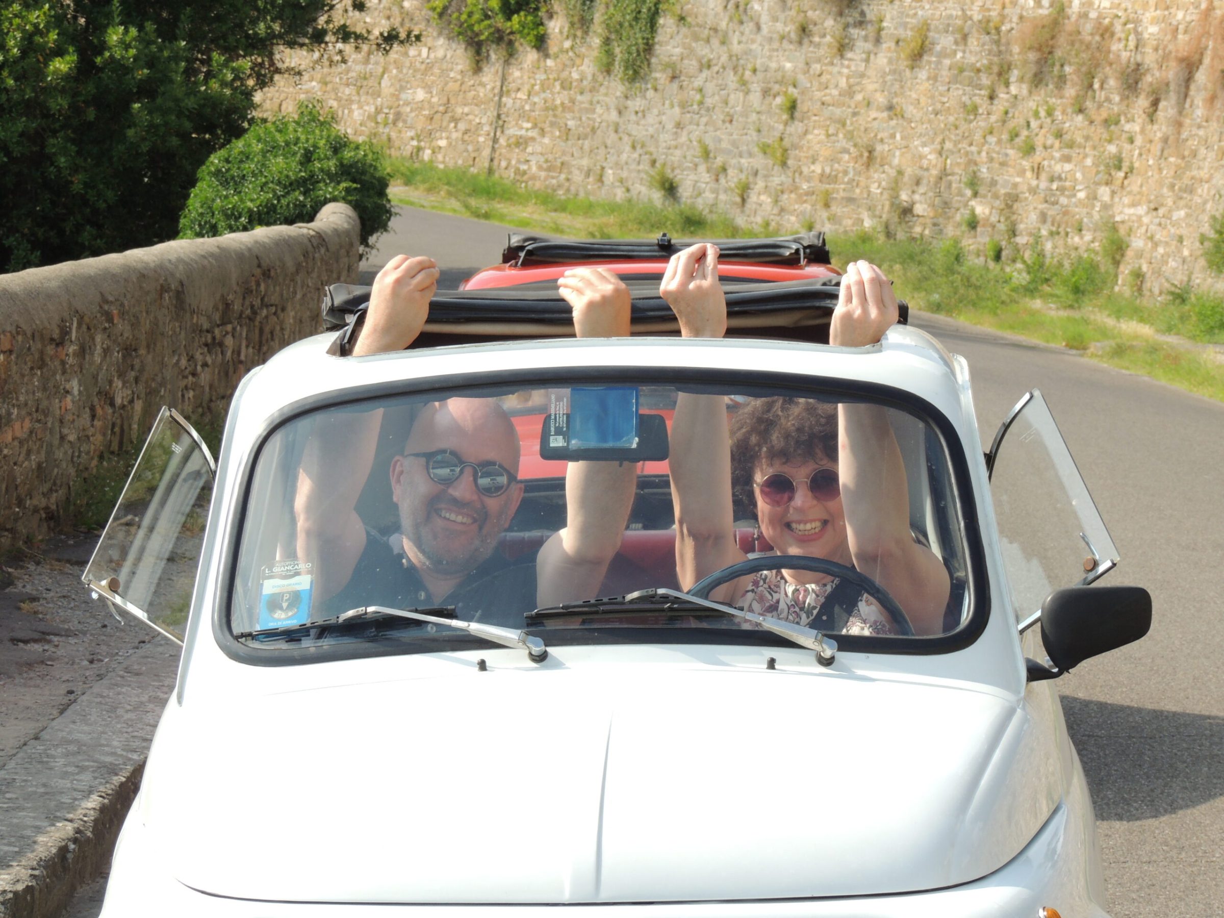 a person driving a car