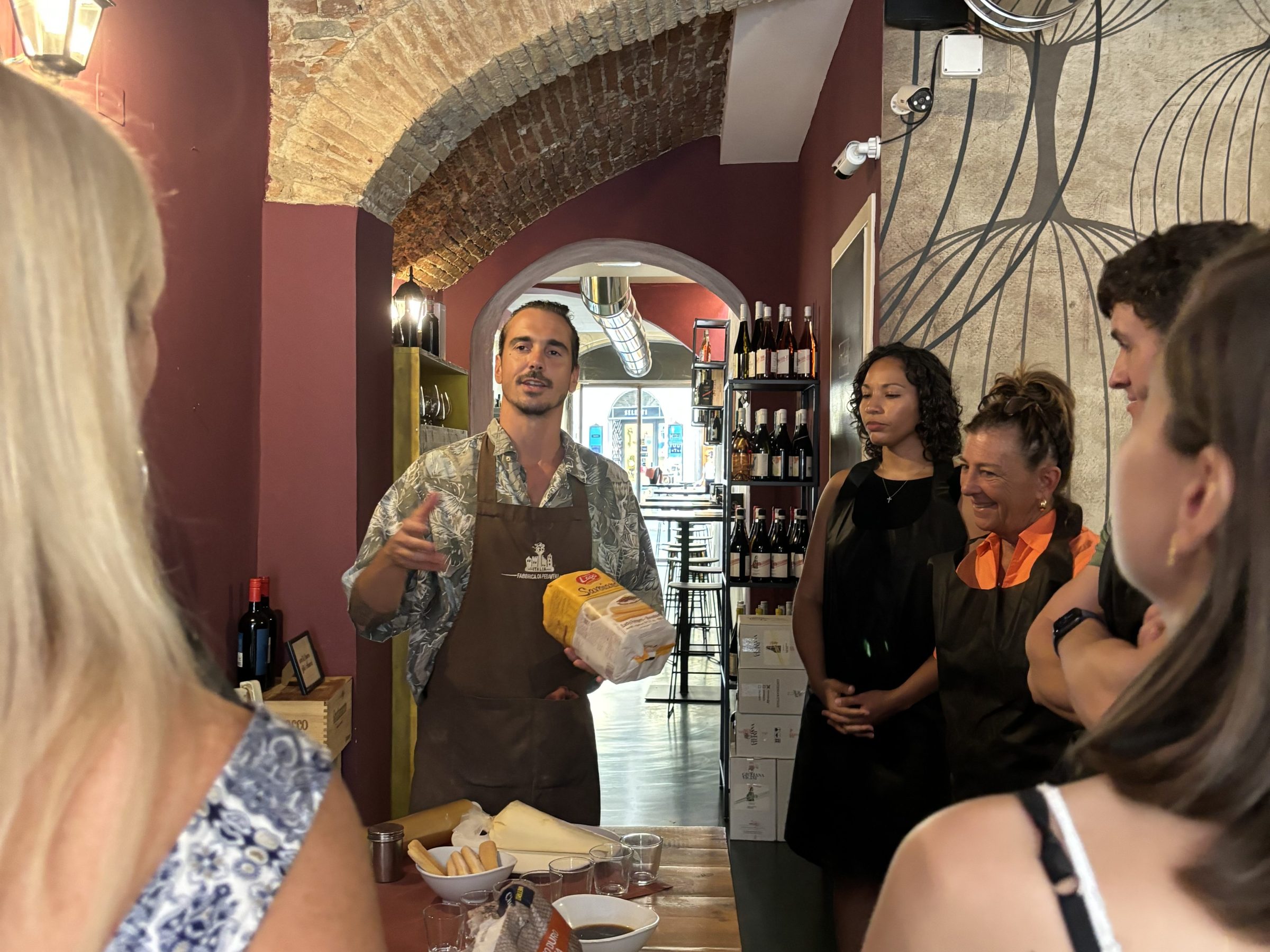 a group of people standing in front of a building