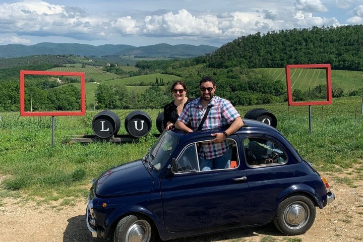 a car parked on the side of a mountain